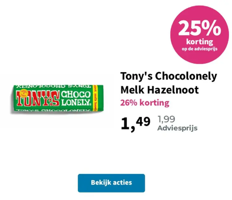 Aanbieding: Chocolonely Melk Hazelnoot
