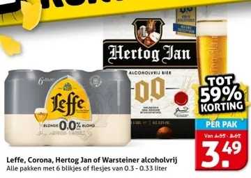 Aanbieding: Leffe, Corona, Hertog Jan of Warsteiner alcoholvrij