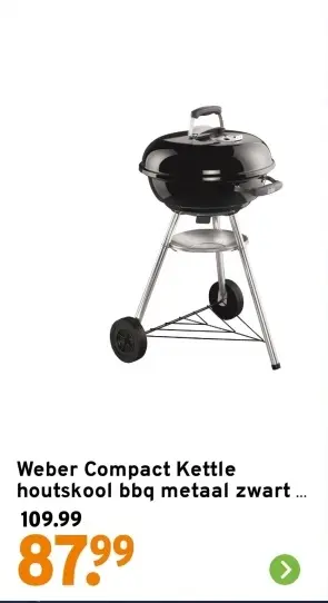 Aanbieding: Compact Kettle houtskool bbq metaal zwart