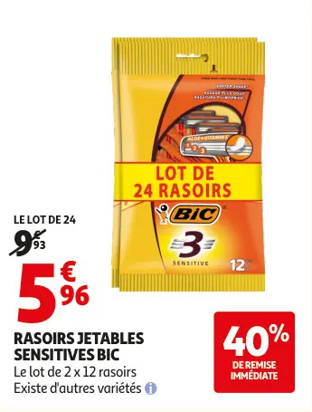 Offre: Rasoirs jetables sensitives