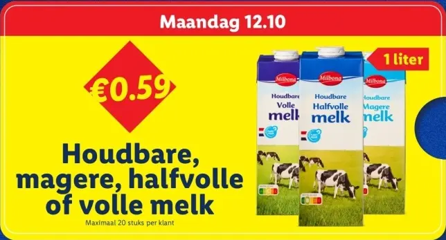 Aanbieding: Houdbare, magere, halfvolle of volle melk