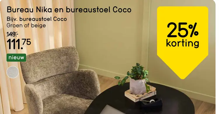Aanbieding: Bureau Nika en bureaustoel Coco