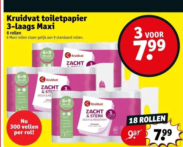 Promotie: Toiletpapier 3-laags Maxi