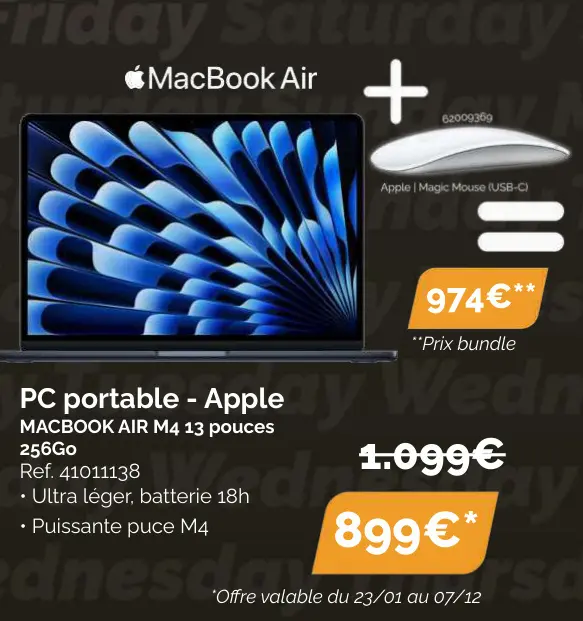 Offre: PC portable - Apple MACBOOK AIR M4 13 pouces