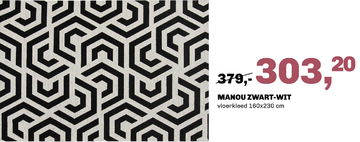Aanbieding: Vloerkleed Manou zwart-wit 160x230