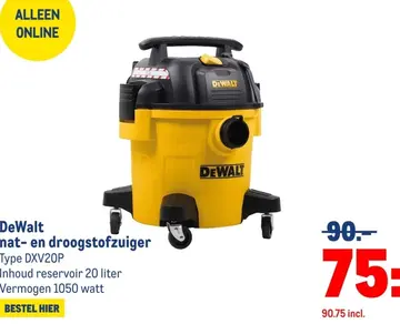 Aanbieding: DeWalt nat- en droogstofzuiger