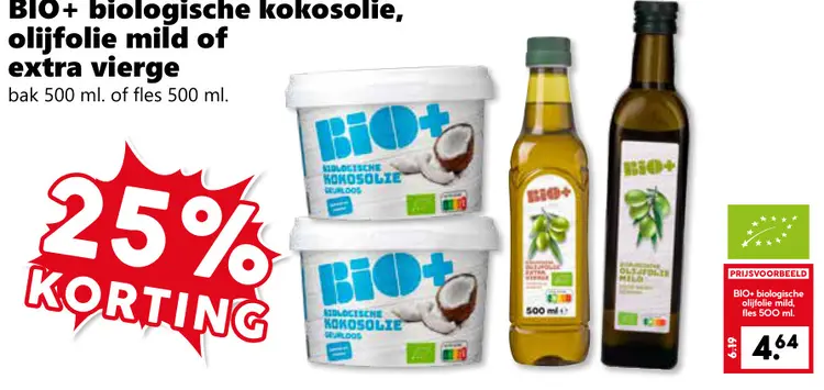 Aanbieding: biologische kokosolie, olijfolie mild of extr