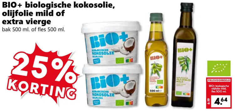 Aanbieding: biologische kokosolie, olijfolie mild of extr