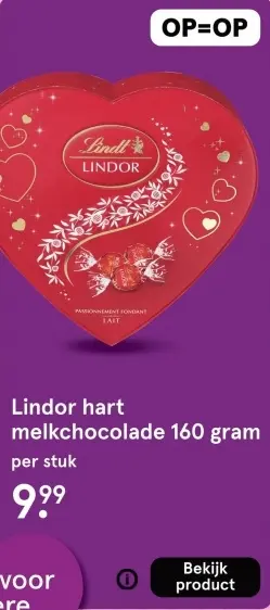 Aanbieding: Lindor hart melkchocolade