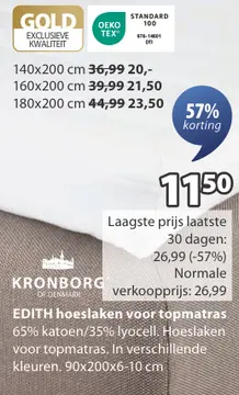 Aanbieding: EDITH hoeslaken voor topmatras