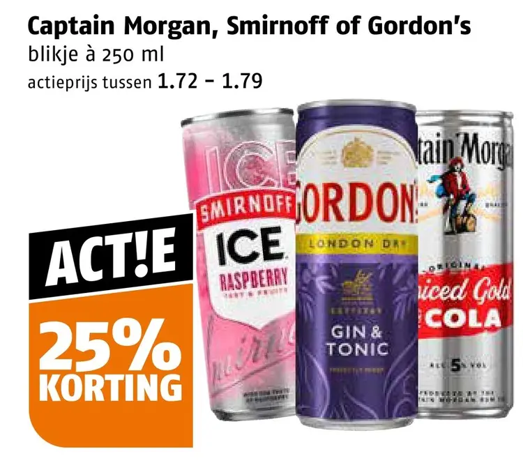 Aanbieding: Captain Morgan, Smirnoff of Gordon's
