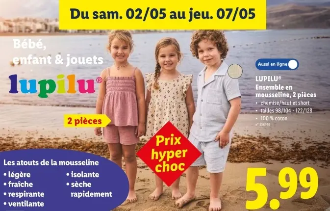 Offre: Ensemble en mousseline, 2 pièces