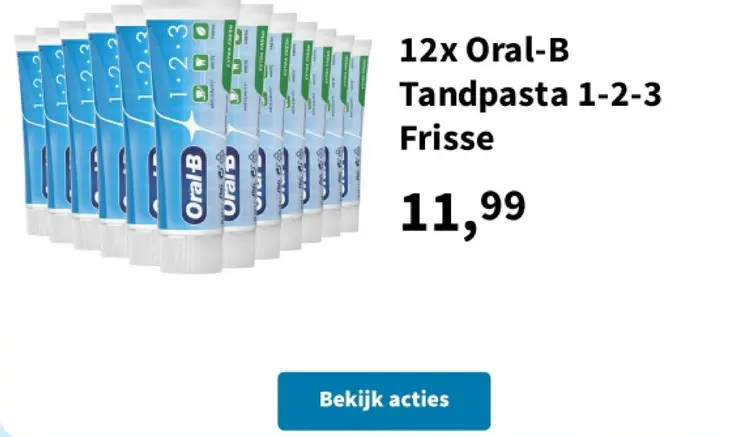 Promotie: Oral-B Tandpasta 1-2-3 Frisse
