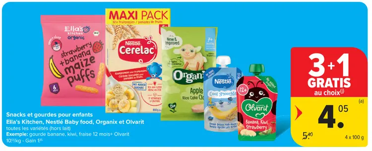 Offre: Snacks et gourdes pour enfants