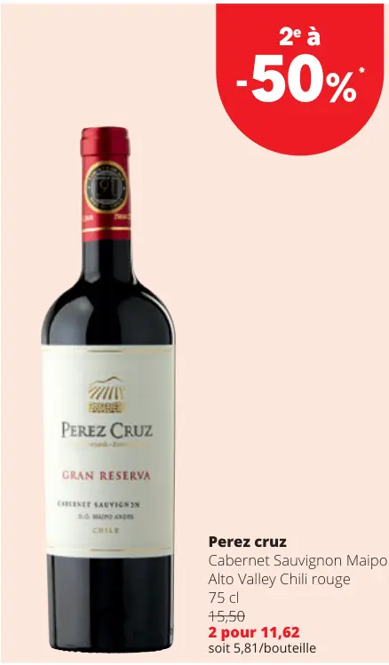 Offre: Perez Cruz Cabernet Sauvignon Maipo Alto Valley Chili Rouge
