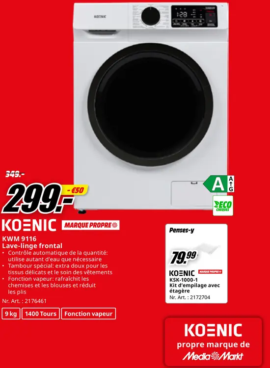 Offre: Lave-linge frontal KWM 9116