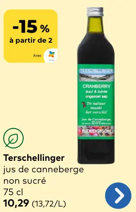 Offre: Jus de canneberge non sucré