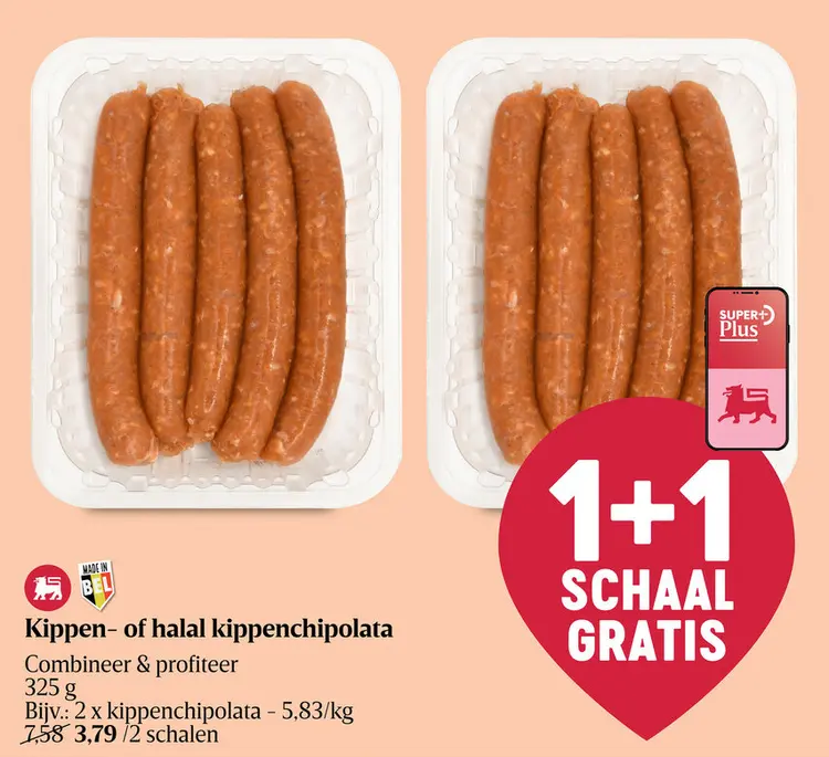 Promotie: Kippen- of halal kippenchipolata