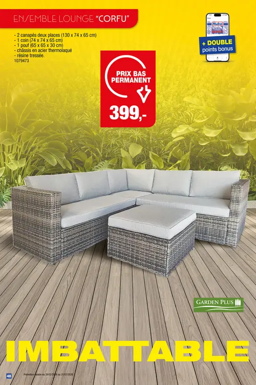 Offre: Garden Plus salon de jardin Corfu gris clair
