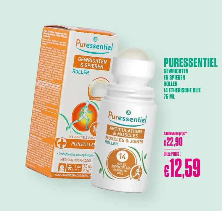 Promotie: Puressentiel Gewrichten en Spieren Roller 14 Etherische Oliën 75ml - Puressentiel