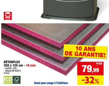 Offre: BÉTONPLEX 250 x 125 cm - 18 mm