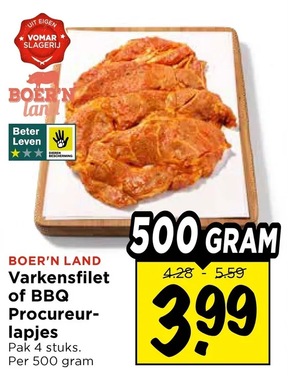 Aanbieding: Varkensfilet of BBQ Procureur-lapjes