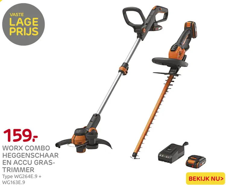 Aanbieding: Worx combo heggenschaar en accu gras-trimmer