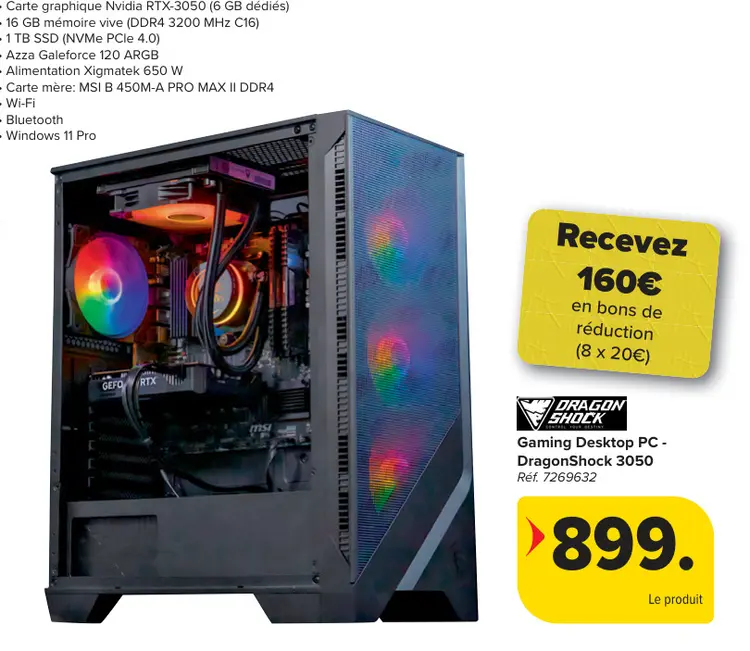 Offre: Gaming Desktop PC - DragonShock 3050