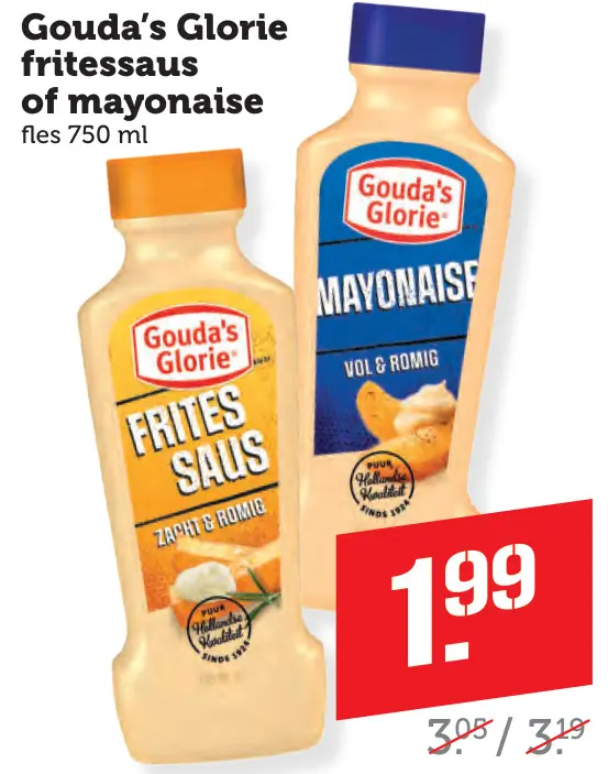 Aanbieding: Gouda's Glorie fritessaus of mayonaise