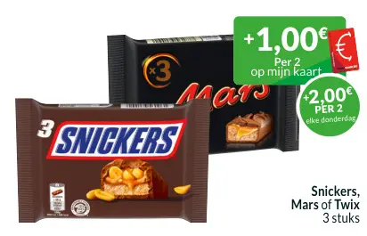 Promotie: Snickers, Mars of Twix