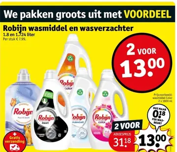 Aanbieding: Robijn wasmiddel en wasverzachter