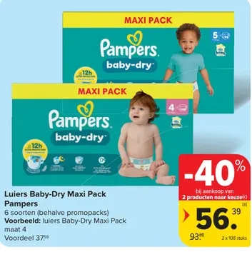 Aanbieding: Luiers Baby-Dry Maxi Pack