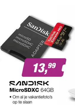 Aanbieding: Sandisk Extreme PRO microSDXC 64GB + SD Adapter + 2 years RescuePRO