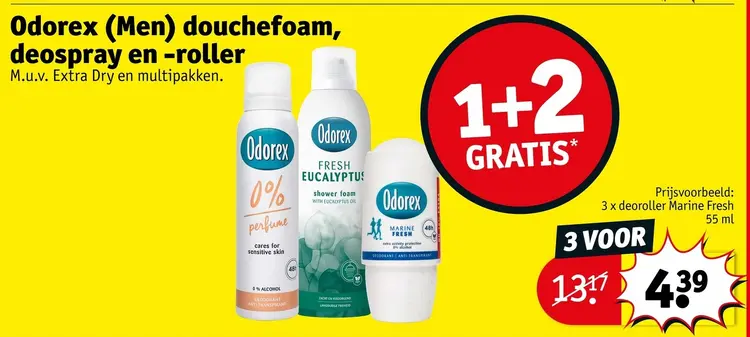 Promotie: Odorex (Men) douchefoam, deospray en -roller