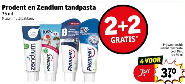 Aanbieding: Prodent en Zendium tandpasta