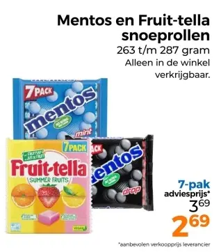 Aanbieding: Mentos en Fruit-tella snoeprollen