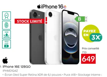 Offre: IPhone 16E 128GO