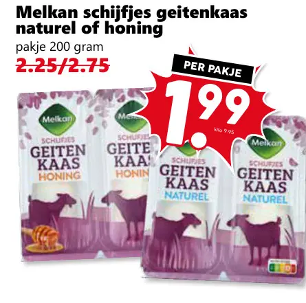 Aanbieding: Schijfjes geitenkaas naturel of honing