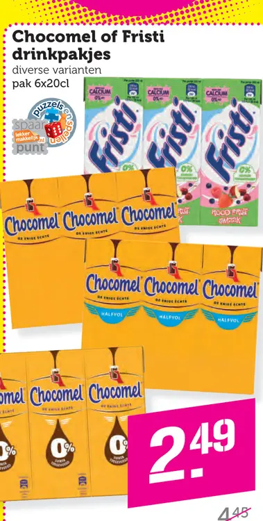 Aanbieding: Chocomel of Fristi drinkpakjes