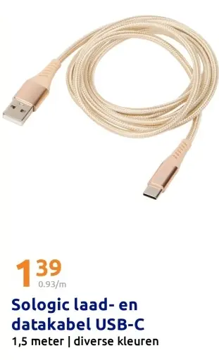 Promotie: Sologic laad- en datakabel USB-C