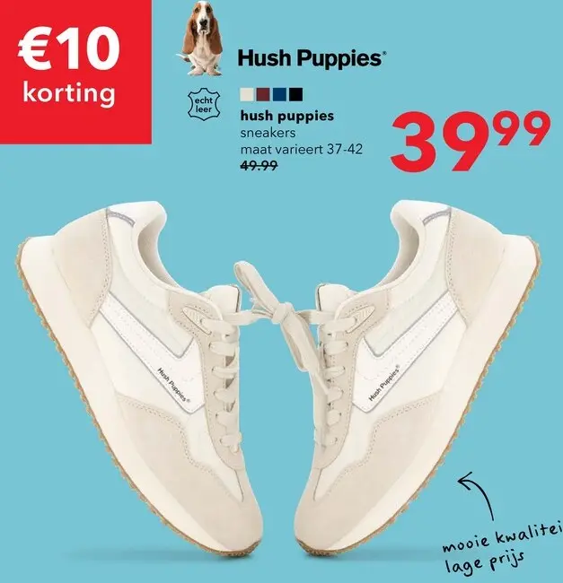 Aanbieding: Hush Puppies dames sneakers beige wit