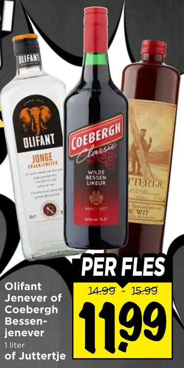 Aanbieding: Olifant Jenever of Coebergh Bessenjenever of Juttertje