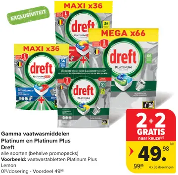 Aanbieding: Gamma vaatwasmiddelen Platinum en Platinum Plus