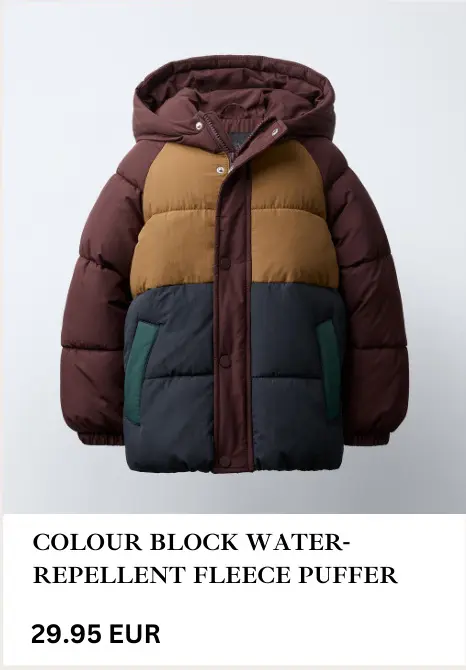 Aanbieding: Colour block water-repellent fleece puffer