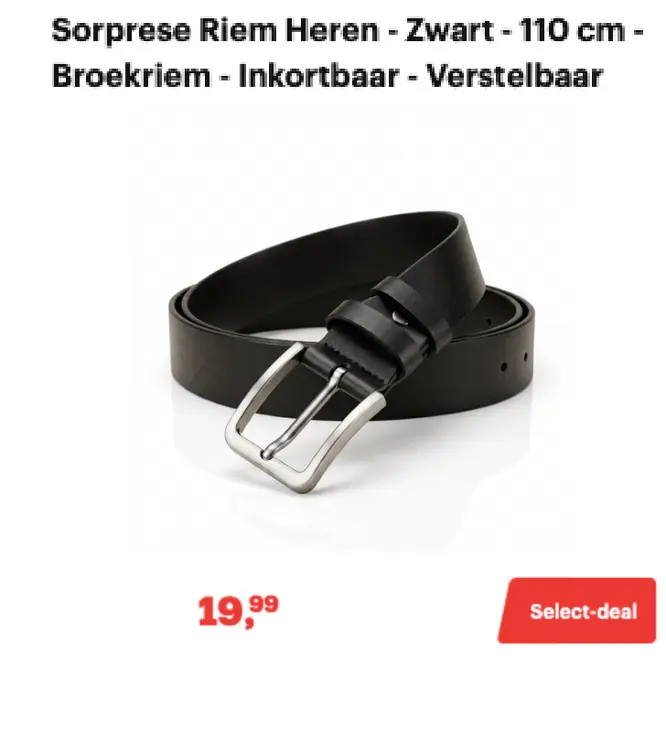 Promotie: Sorprese Riem Heren - Zwart - 110 cm