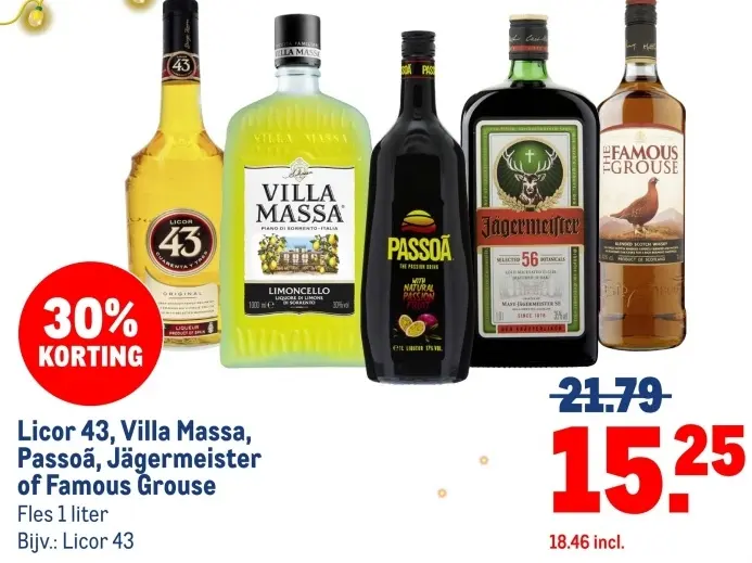 Aanbieding: Licor 43, Villa Massa, Passoã, Jägermeister o