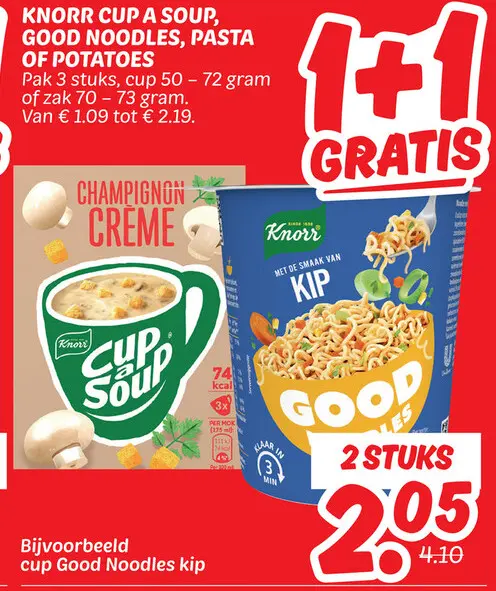 Aanbieding: Cup a soup, good noodles, pasta of potatoes