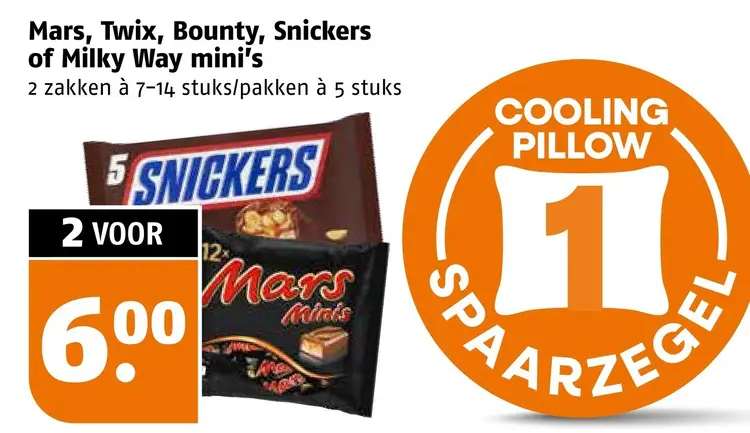 Aanbieding: Mars, Twix, Bounty, Snickers of Milky Way mini's