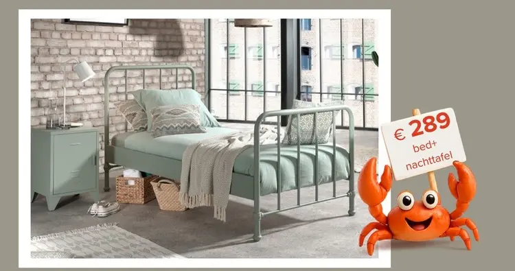 Promotie: bed+ nachttafel