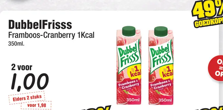 Aanbieding: DubbelFrisss Framboos-Cranberry 1Kcal